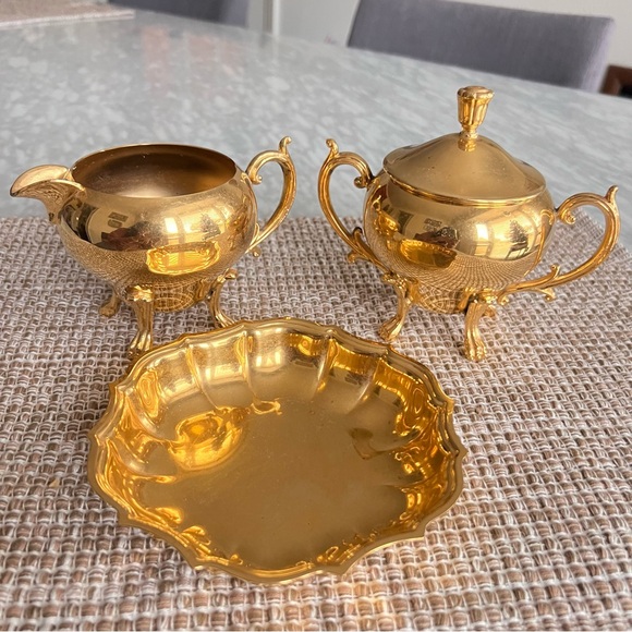Other - Gold Color Metal Sugar and Creamer Set - 5-6”